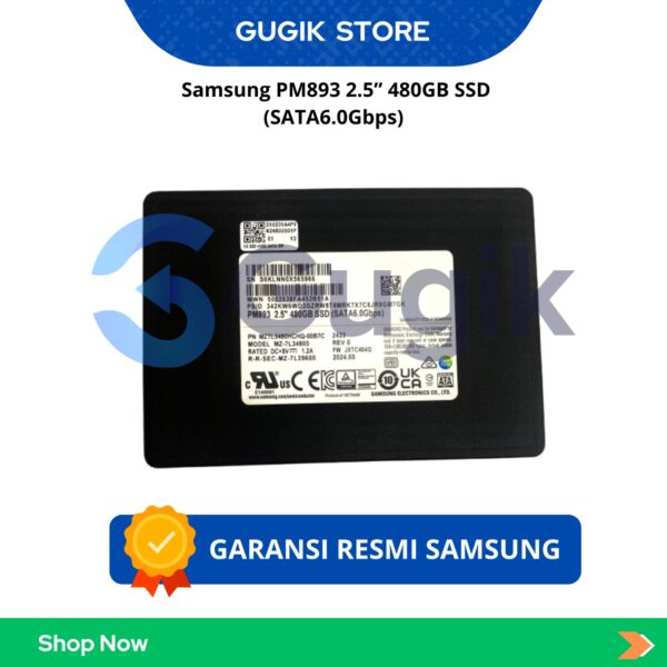 Samsung PM893 2.5” 480GB SSD (SATA6.0Gbps)
