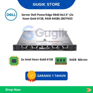 Server Dell PowerEdge R640 8x2.5" (2x Xeon Gold 6138, RAM 64GB) 2B37N33