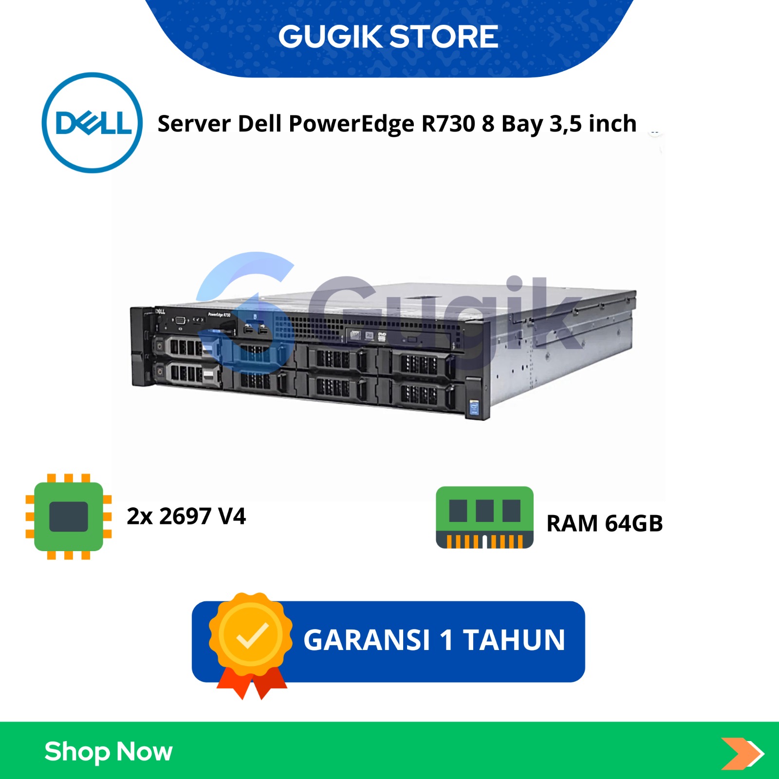 Server DELL PowerEdge R730 8×3.5″ (2x Xeon E5-2697 v4, 64GB RAM, 2400T ...