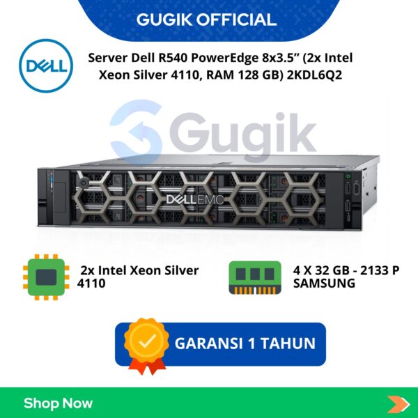 Server Dell R540 PowerEdge 8×3.5” (2x Intel Xeon Silver 4110, RAM 128 GB) 2KDL6Q2