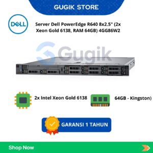 Server Dell PowerEdge R640 8x2.5" (2x Xeon Gold 6138, RAM 64GB) 4GG86W2
