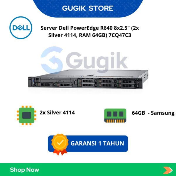 Server Dell PowerEdge R640 8×2.5″ (2x Silver 4114, RAM 64GB) 7CQ47C3
