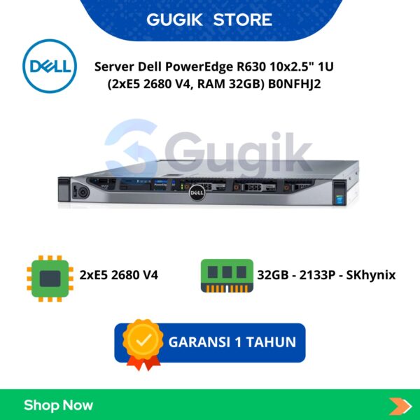 Server Dell PowerEdge R630 10×2.5″ 1U (2xE5 2680 V4, RAM 32GB) B0NFHJ2