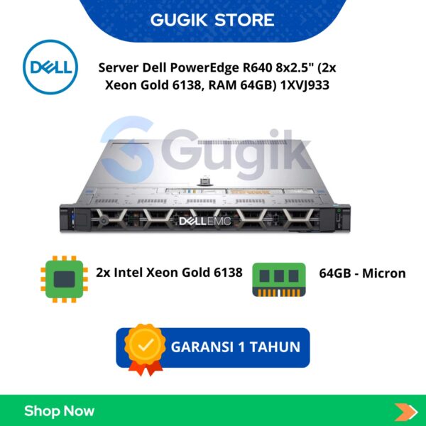 Server Dell PowerEdge R640 8×2.5″ (2x Xeon Gold 6138, RAM 64GB) 1XVJ933