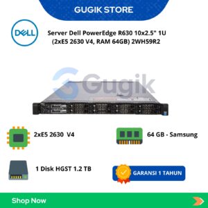 Server Dell PowerEdge R630 10x2.5" 1U (2xE5 2630 V4, RAM 64GB) 2WH59R2