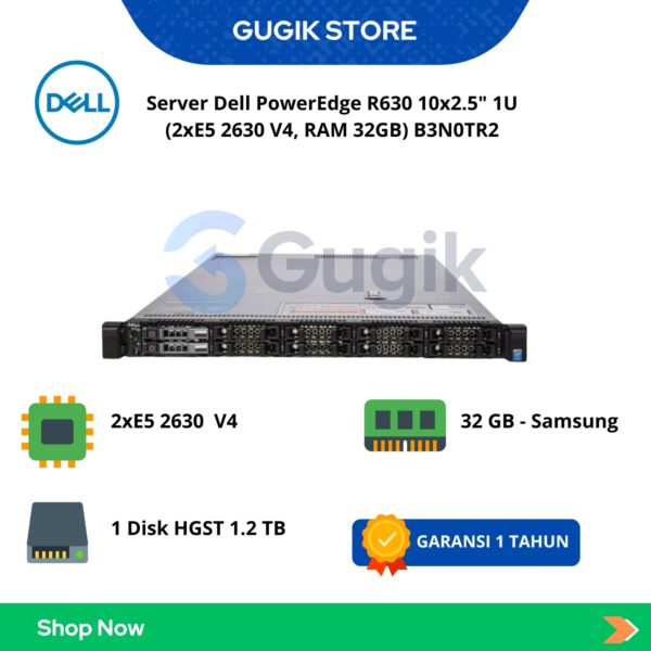 Server Dell PowerEdge R630 10×2.5″ 1U (2xE5 2630 V4, RAM 32GB) B3N0TR2