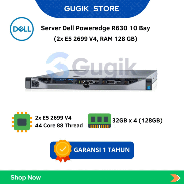 Server Dell Poweredge R630 10 Bay (2x E5 2699 V4, RAM 128 GB)