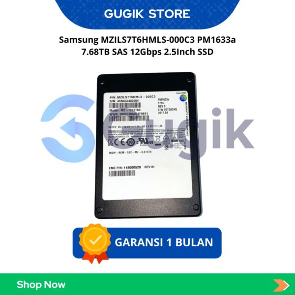 Samsung MZILS7T6HMLS-000C3 PM1633a 7.68TB SAS 12Gbps 2.5Inch SSD