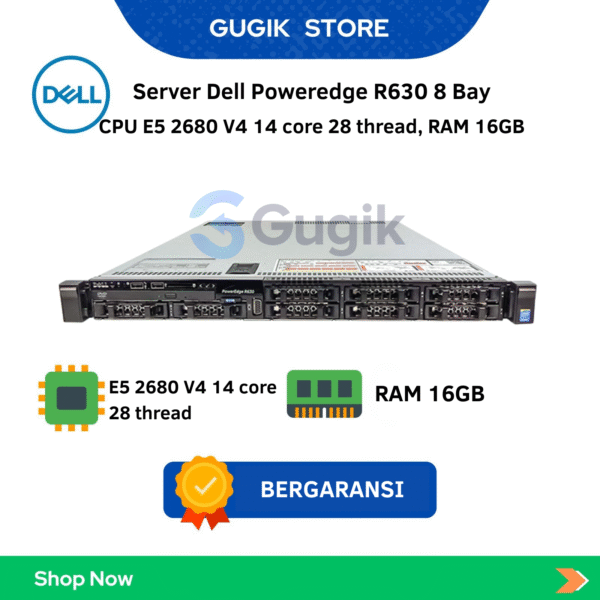 Server Dell Poweredge R630 8 Bay (CPU E5 2680 V4 14 core 28 thread, RAM 16GB)
