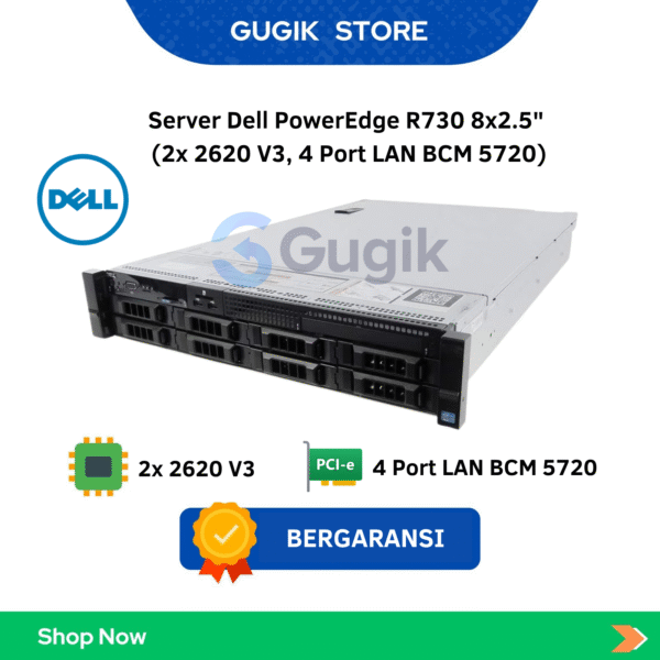 Server Dell PowerEdge R730 8×2.5″ (2x 2620 V3, 4 Port LAN BCM 5720)