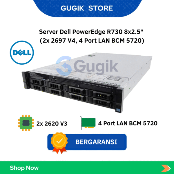 Server Dell PowerEdge R730 8×2.5″ (2x 2697 V4, 4 Port LAN BCM 5720)