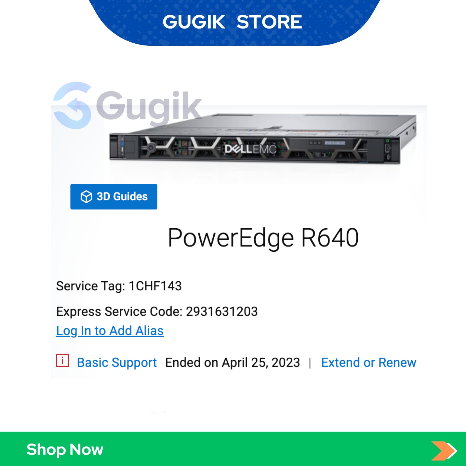 Server Dell R640 1U 8×2.5″ 2x Gold 6248 RAM 64GB – 1CHF143 - Gugik