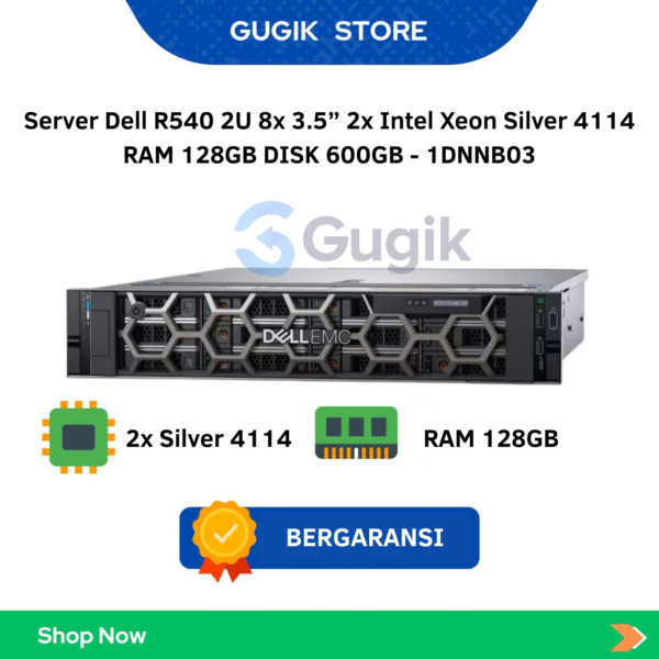 Server Dell R540 2U 8x 3.5” 2x Intel Xeon Silver 4114 RAM 128GB DISK 600GB – 1DNNB03