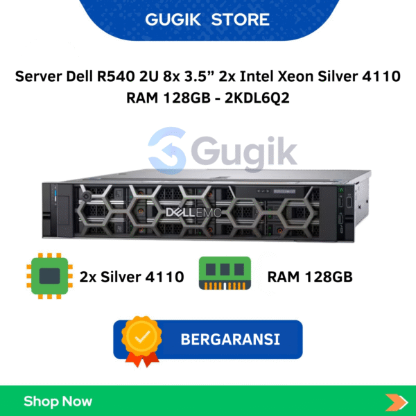 Server Dell R540 2U 8x 3.5” 2x Intel Xeon Silver 4110 RAM 128GB – 2KDL6Q2