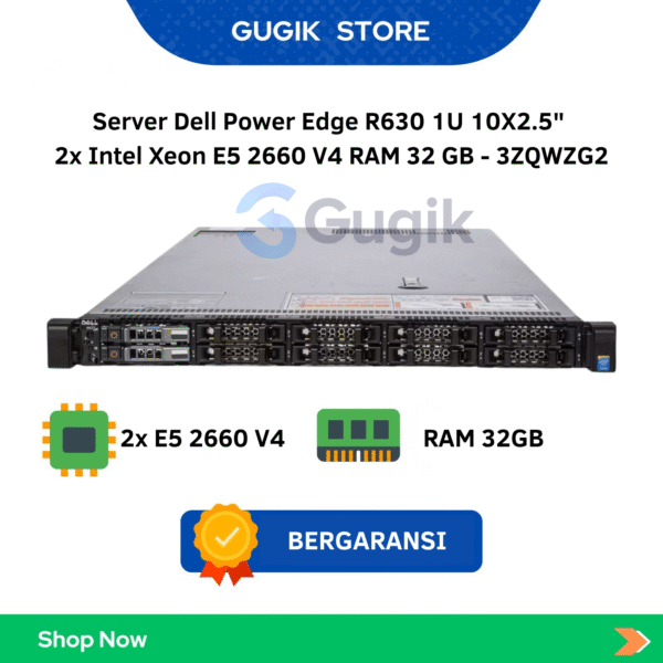 Server Dell Power Edge R630 1U 10X2.5″ 2x Intel Xeon E5 2660 V4 RAM 32 GB – 3ZQWZG2