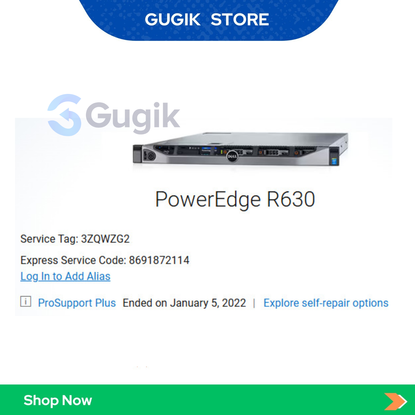 Server Dell Power Edge R630 1U 10X2.5" 2x Intel Xeon E5 2660 V4 RAM 32 GB - 3ZQWZG2 - Gambar 2