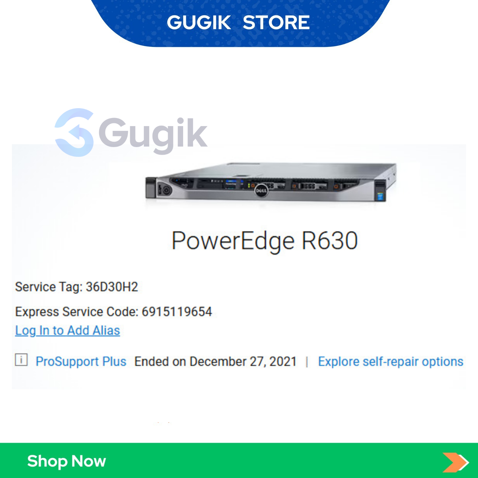 Server Dell Power Edge R630 1U 10X2.5" 2x Intel Xeon E5 2650 V4 RAM 32 GB - 36D30H2 - Gambar 2
