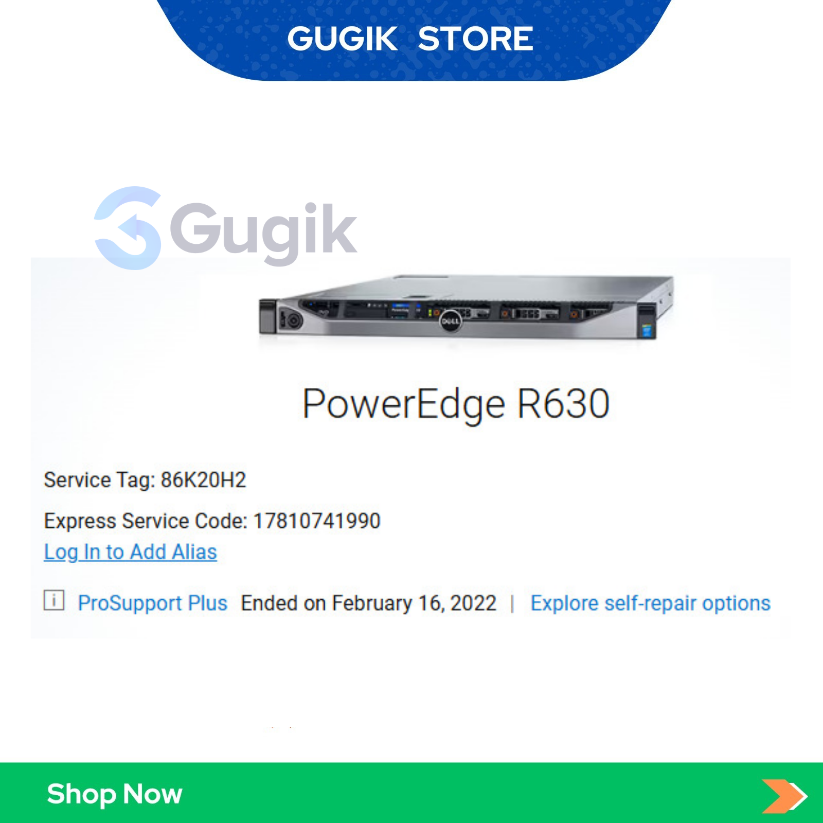 Server Dell Power Edge R630 1U 10X2.5" 2x Intel Xeon E5 2650 V4 RAM 64 GB - 86K2OH2 - Gambar 2