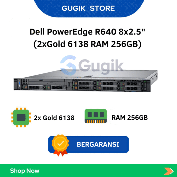 Dell PowerEdge R640 8×2.5″ (2xGold 6138 RAM 256GB)