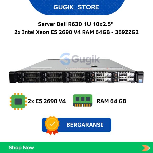 Server Dell R630 1U 10×2.5″ 2x Intel Xeon E5 2690 V4 RAM 64GB – 369ZZG2