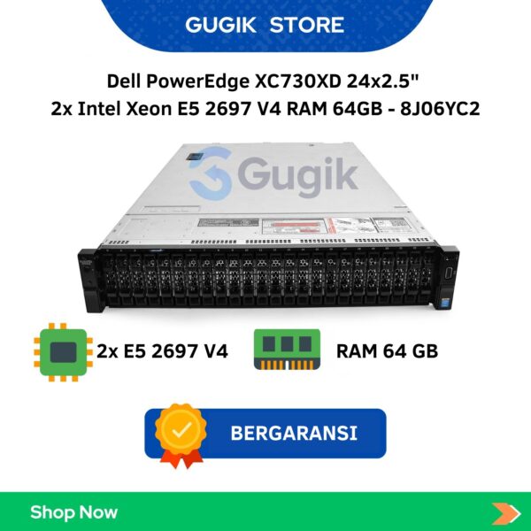 Dell PowerEdge XC730XD 24×2.5″ 2x Intel Xeon E5 2697 V4 RAM 64GB – 8J06YC2
