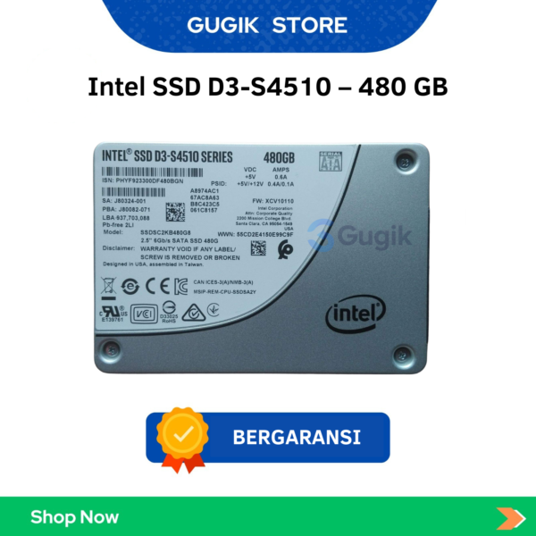 SSD D3 – S4510 480GB 2.5 ” SATA III 6 Gb/s SSD Enterprise SSD