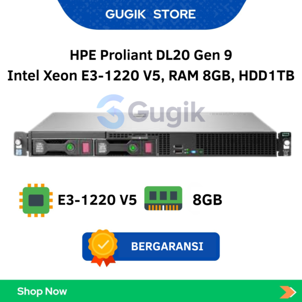 HPE Proliant DL20 Gen 9 Intel Xeon E3-1220 V5, RAM 8GB, HDD1TB