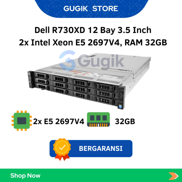 Dell R730XD 12 Bay 3.5 Inch 2x Intel Xeon E5 2697V4, RAM 32GB