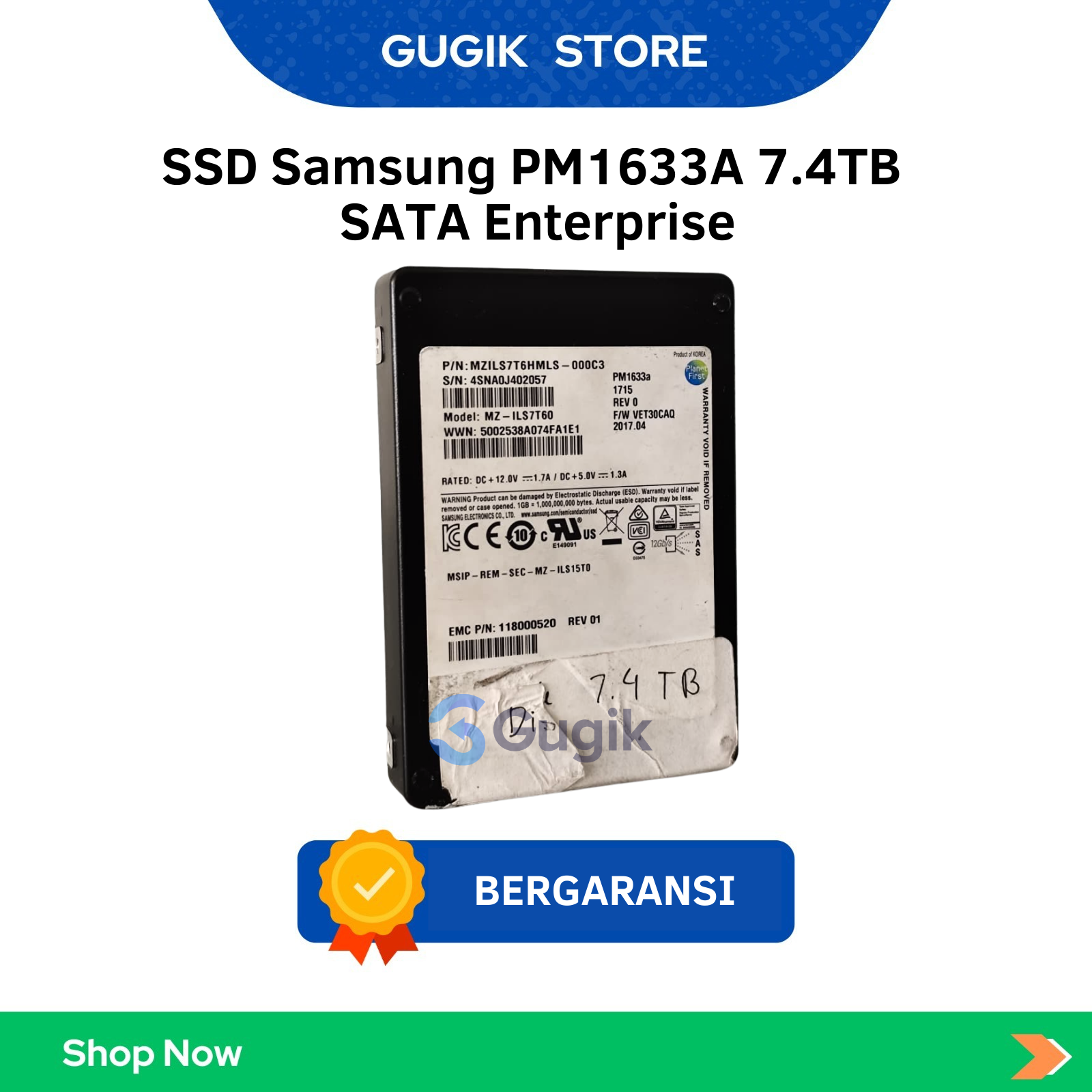 SSD Samsung PM1633A 7.4TB SATA Enterprise