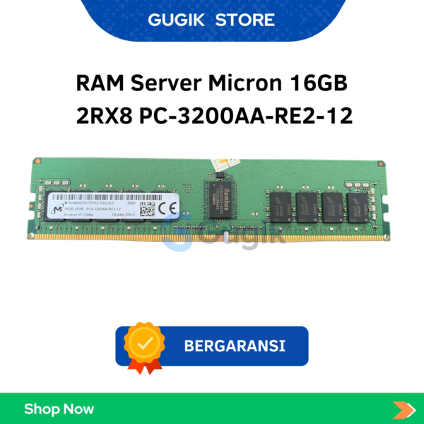 RAM Server Micron 16GB 2RX8 PC-3200AA-RE2-12