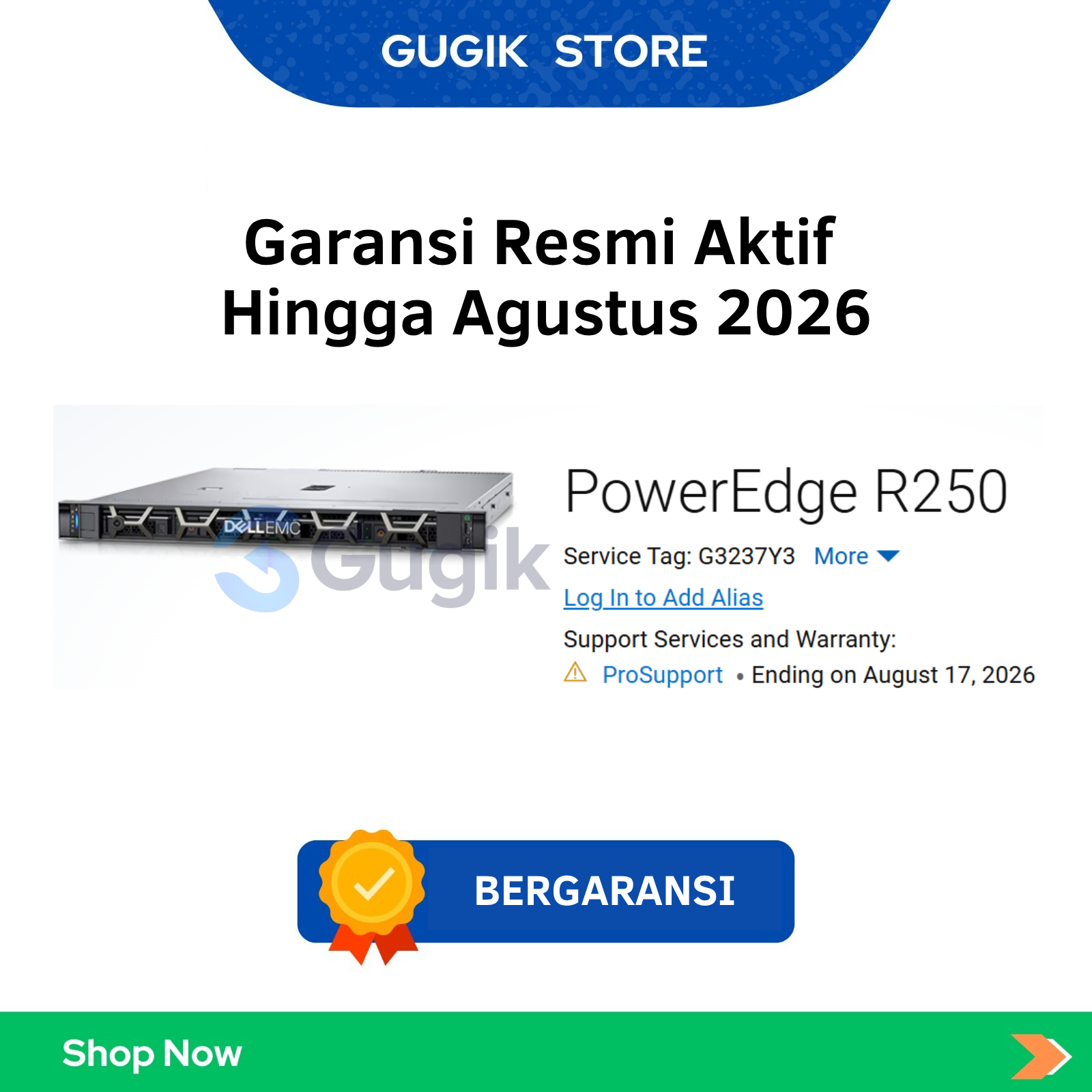 Server R250 4 Bays 3.5" Intel Xeon E-2334, RAM 16 GB, Disk 600GB SAS - Gambar 2