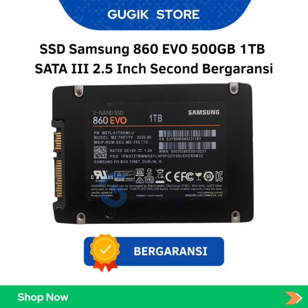 SSD Samsung 860 EVO 500GB 1TB  SATA III 2.5 Inch Second Bergaransi