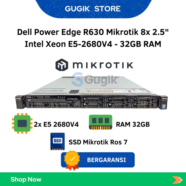 Dell Power Edge R630 Mikrotik 8x 2.5″ Intel Xeon E5-2680V4 – 32GB RAM