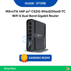 Gugik Store - MikroTik hAP ax² WiFi 6 AX1800 Dual Band Gigabit Router C52iG-5HaxD2HaxD-TC