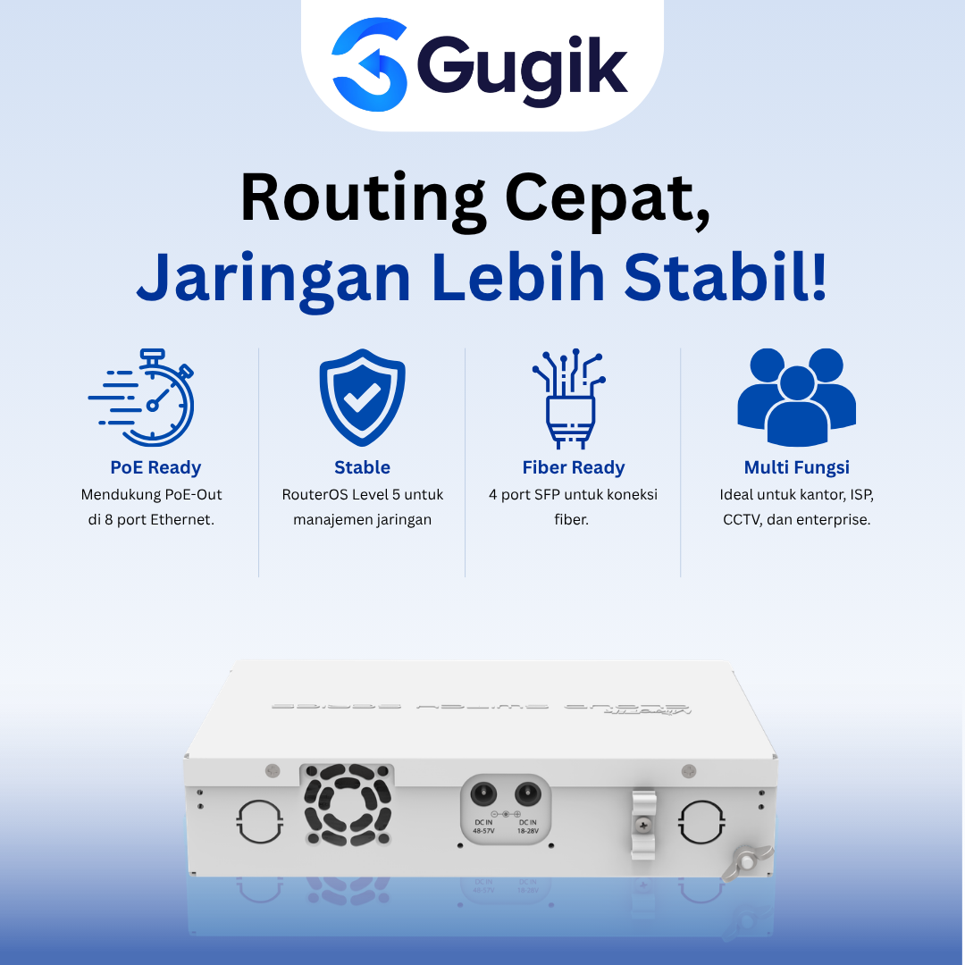 GUGIK - MikroTik CRS112-8P-4S-IN Cloud Router Switch 8 Port Gigabit PoE 4 SFP - Gambar 3