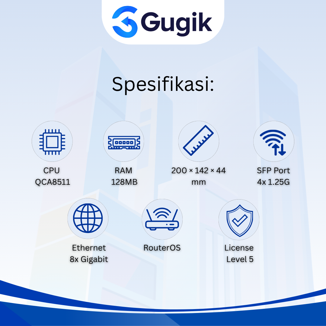 GUGIK - MikroTik CRS112-8P-4S-IN Cloud Router Switch 8 Port Gigabit PoE 4 SFP - Gambar 2