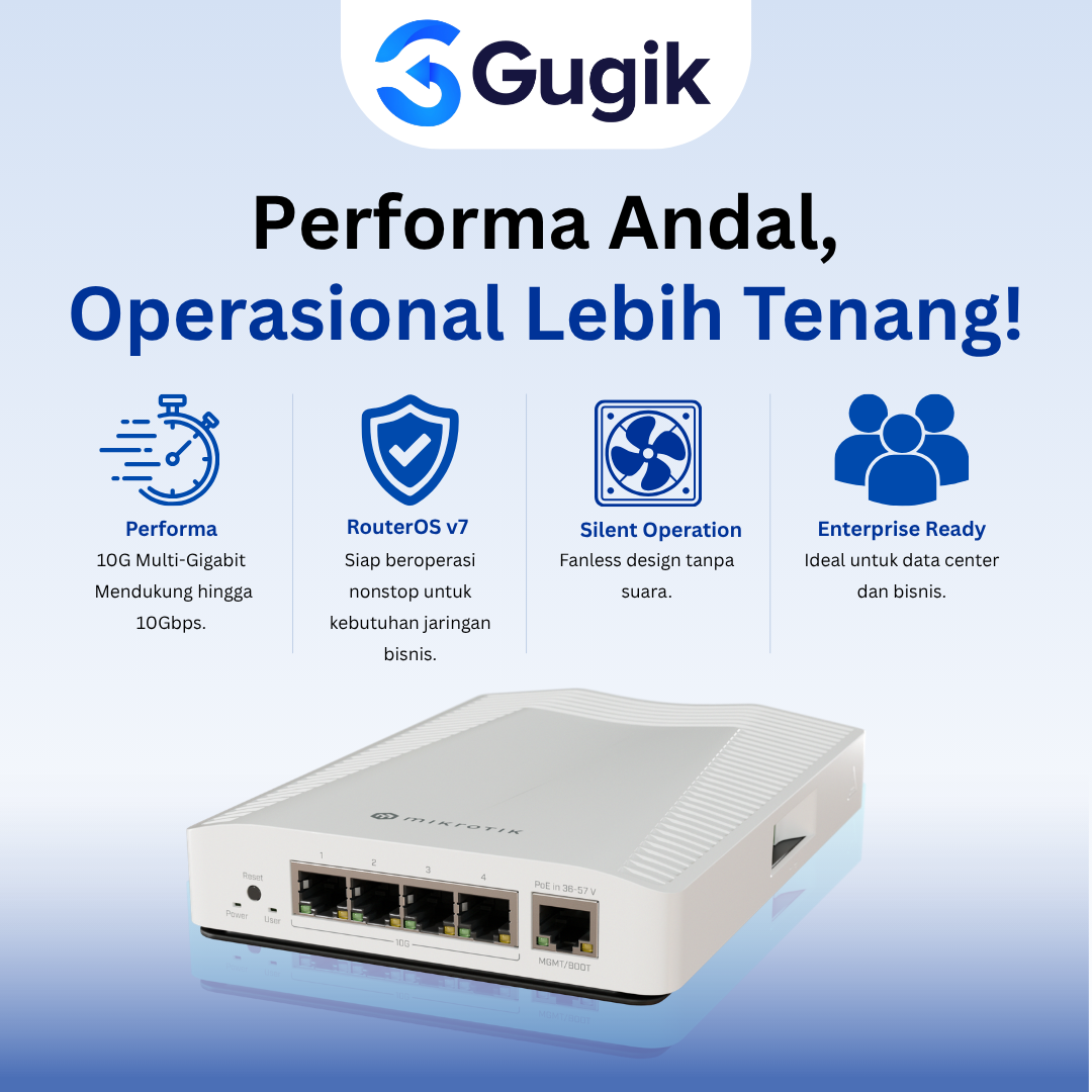GUGIK - MikroTik CRS304-4XG-IN Cloud Router Switch 4 Port 10G RJ45 RouterOS v7 Layer 3 Managed Switch - Gambar 3