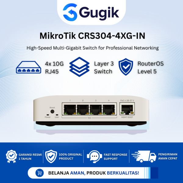 MikroTik CRS304-4XG-IN Cloud Router Switch 4 Port 10G RJ45 RouterOS v7 Layer 3 Managed Switch