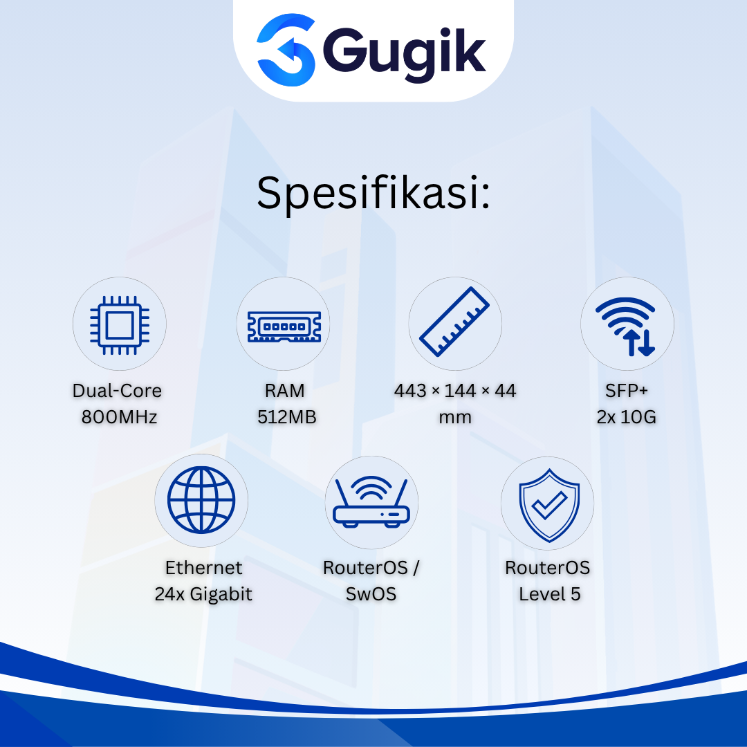 GUGIK - MikroTik CRS326-24G-2S+RM Cloud Router Switch 24 Port Gigabit 2 SFP+ 10G - Gambar 2