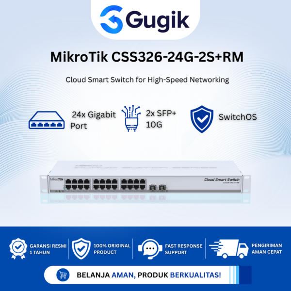MikroTik CSS326-24G-2S+RM Cloud Smart Switch 24 Port Gigabit 2 SFP+ 10G