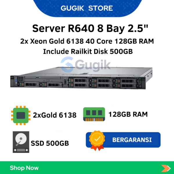 Dell PowerEdge R640 Server 2x Gold 6138 128GB RAM Samsung 870 EVO 500GB