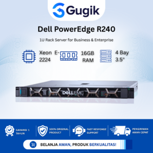 GUGIK - Dell PowerEdge R240 4 Bay 3.5 Inch Xeon E-2224 RAM 16GB PERC H330 Railkit Bezel