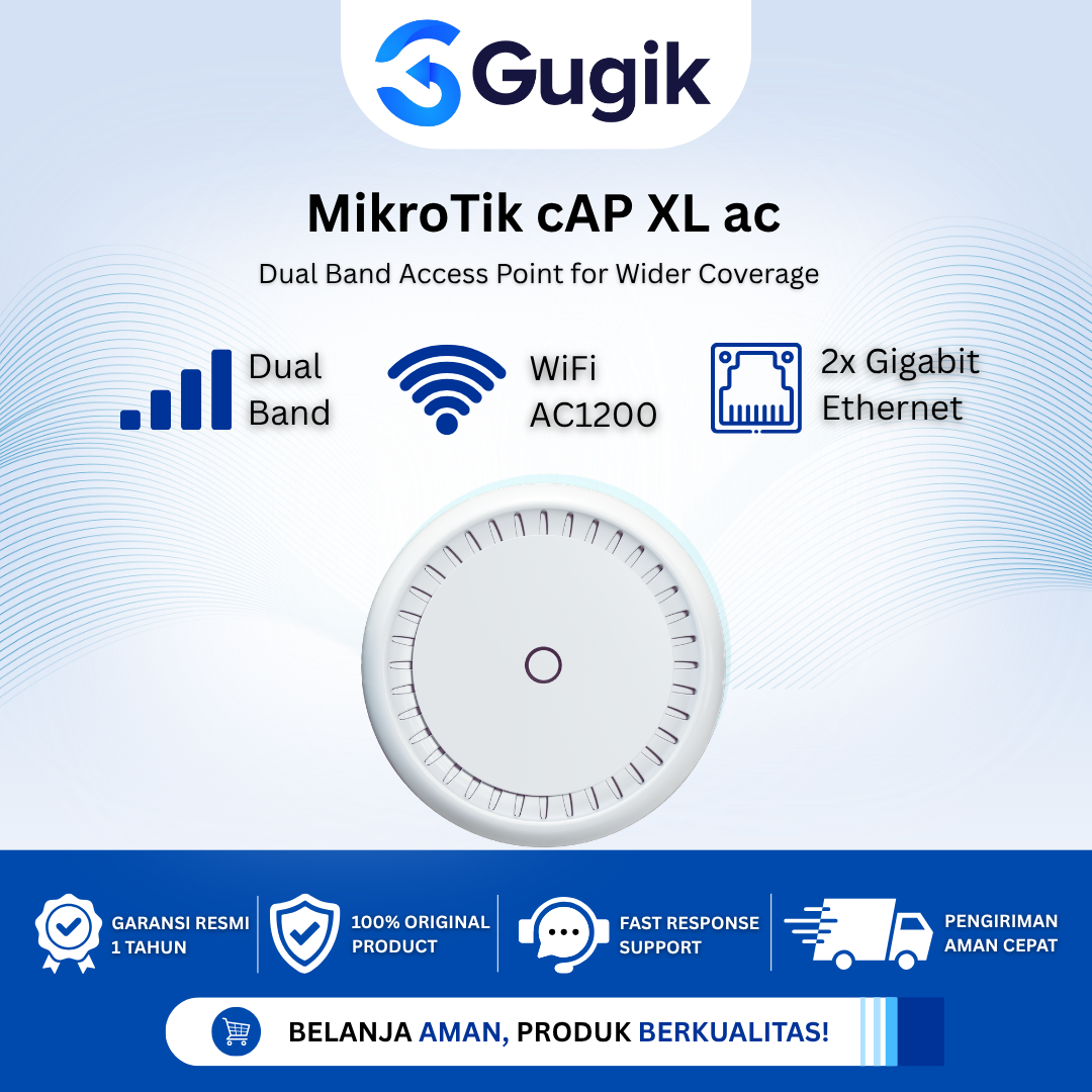 GUGIK - MikroTik cAP XL ac RBcAPGi-5acD2nD-XL Access Point Dual Band AC1200 Gigabit PoE