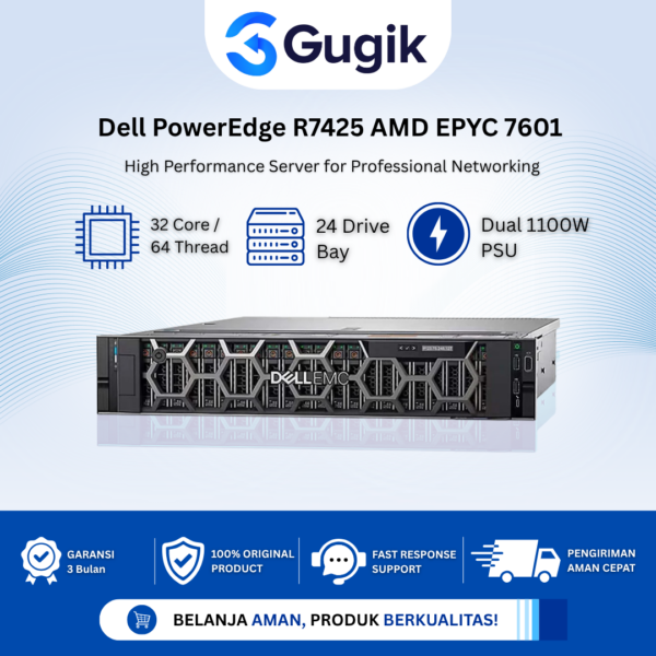 Dell PowerEdge R7425 AMD EPYC 7601 32 Core 24 Bay PERC H740P 8 PCIe Dual PSU 1100W