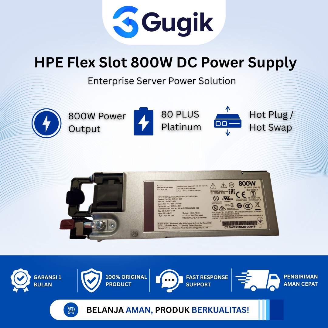 GUGIK - HPE Flex Slot 800W DC Platinum Power Supply HSTNS-PF46-1 865434-001 Server PSU