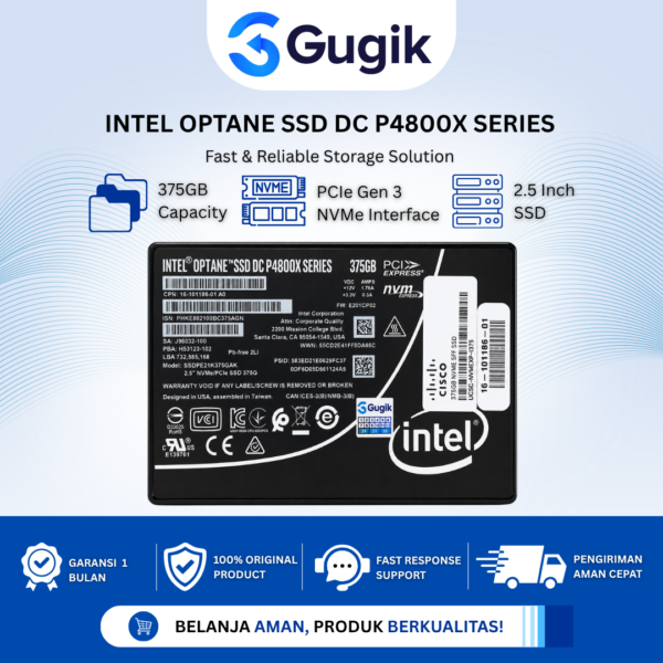 Intel Optane SSD DC P4800X 375GB NVMe PCIe Second 2.5″ U.2 Enterprise SSD