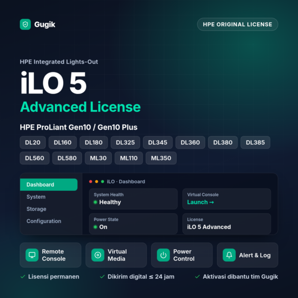 HPE iLO 5 Advanced License For ProLiant Gen10 & Gen10 Plus Server DL360 DL380 DL20 ML350 DL385