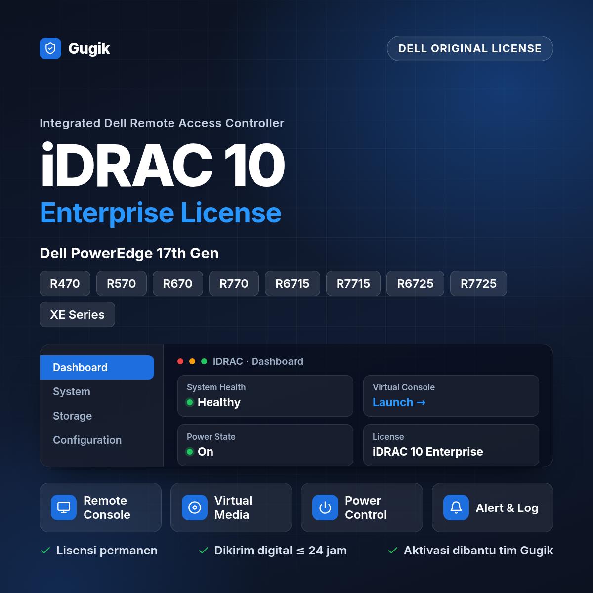 iDRAC 10 Enterprise License For Dell 17th GEN Server R670 R770 R470 R570 R6715 R7715 R7725